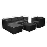 vidaXL 4-delige Loungeset poly rattan zwart en wit
