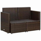 vidaXL Tuinbank 2-zits met kussens poly rattan bruin