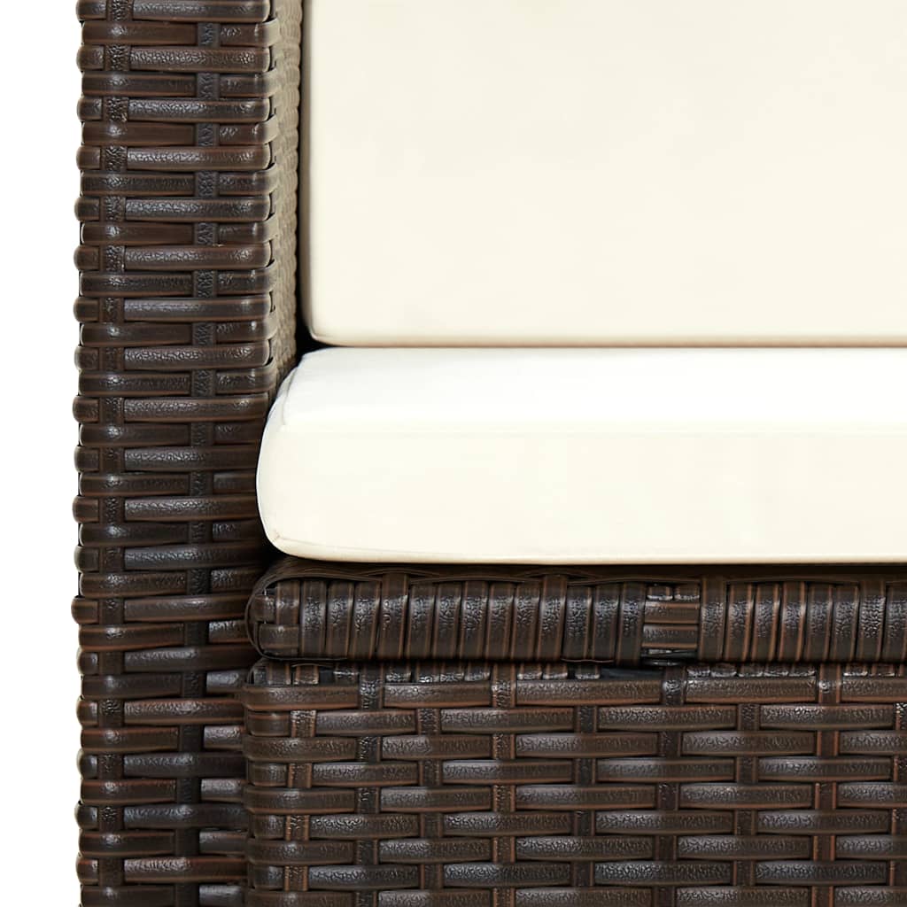 vidaXL Tuinbank 2-zits met kussens poly rattan bruin