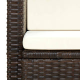 vidaXL Tuinbank 2-zits met kussens poly rattan bruin