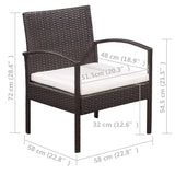 vidaXL 5-delige Loungeset met kussens poly rattan bruin