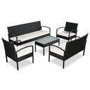 vidaXL 5-delige Loungeset met kussens poly rattan bruin