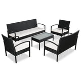 vidaXL 5-delige Loungeset met kussens poly rattan bruin