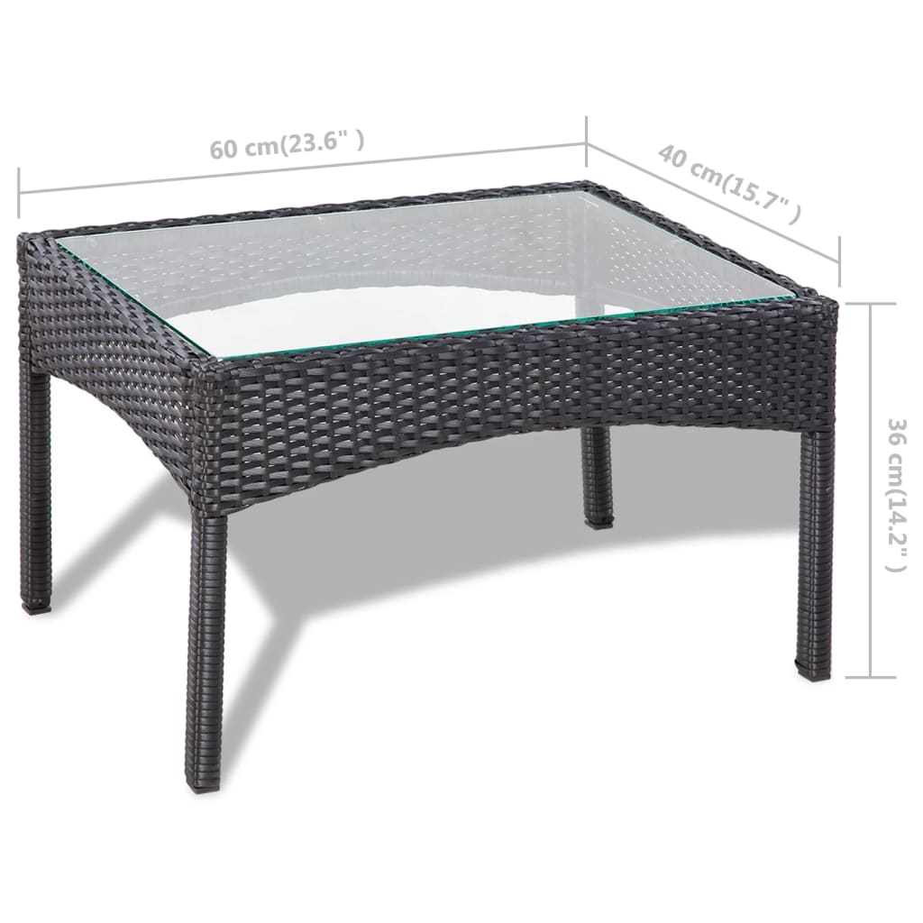 vidaXL 4-delige Loungeset met kussens poly rattan zwart
