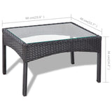 vidaXL 4-delige Loungeset met kussens poly rattan zwart