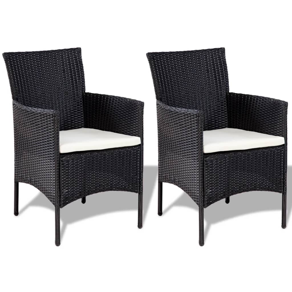 vidaXL 4-delige Loungeset met kussens poly rattan zwart