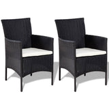 vidaXL 4-delige Loungeset met kussens poly rattan zwart