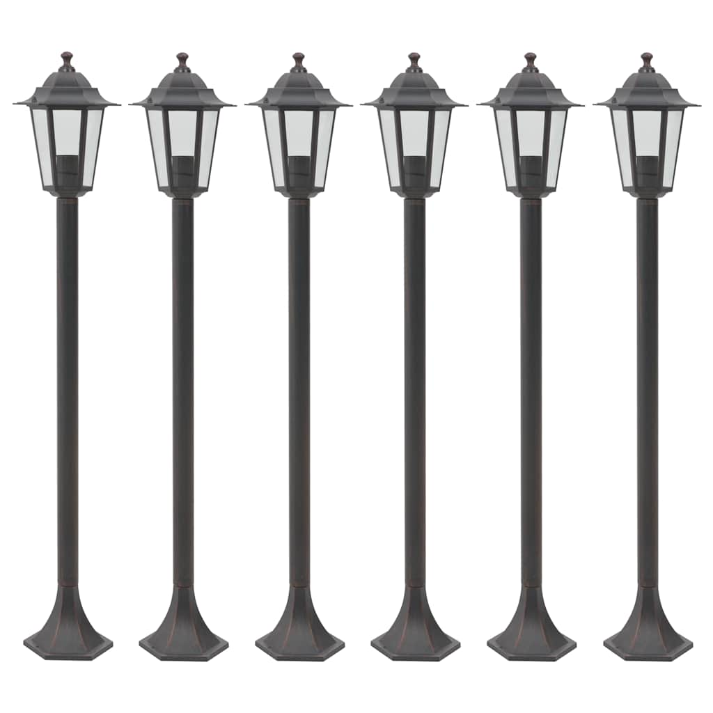 vidaXL Paalverlichting voor tuin E27 110 cm aluminium brons 6 st