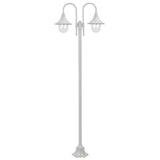 vidaXL Paalverlichting tuin E27 220 cm aluminium wit 2-delig