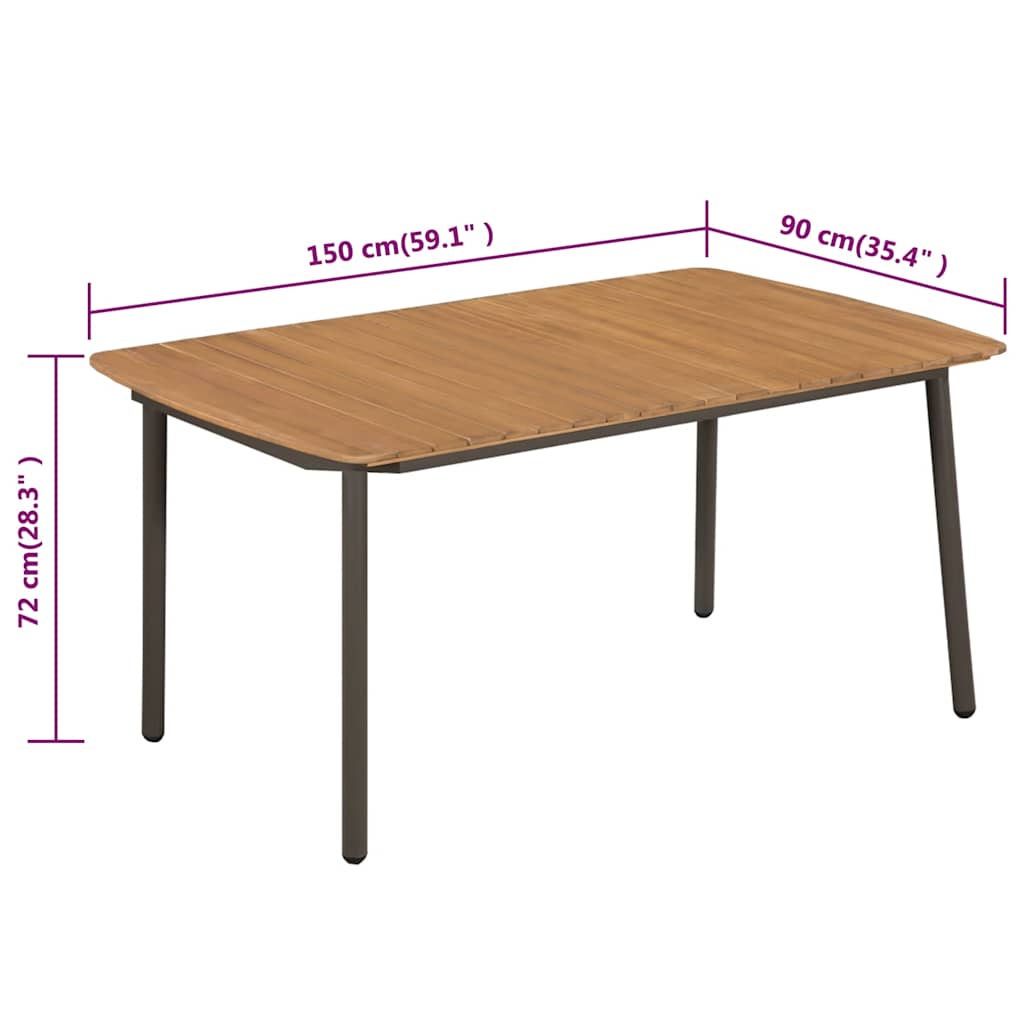 vidaXL Tuintafel 80x80x72 cm massief acaciahout en staal