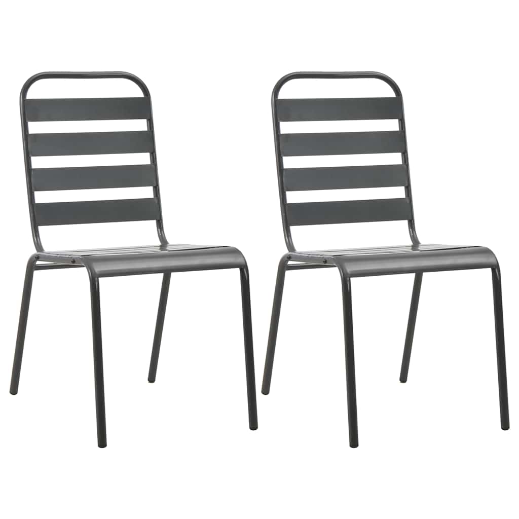 vidaXL Tuinstoelen 4 st gelat ontwerp staal donkergrijs