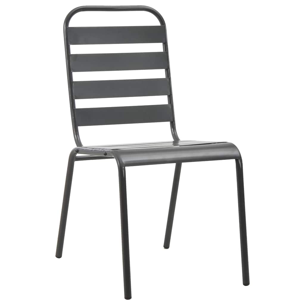 vidaXL Tuinstoelen 4 st gelat ontwerp staal donkergrijs