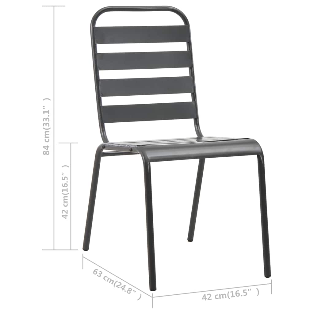 vidaXL Tuinstoelen 4 st gelat ontwerp staal donkergrijs