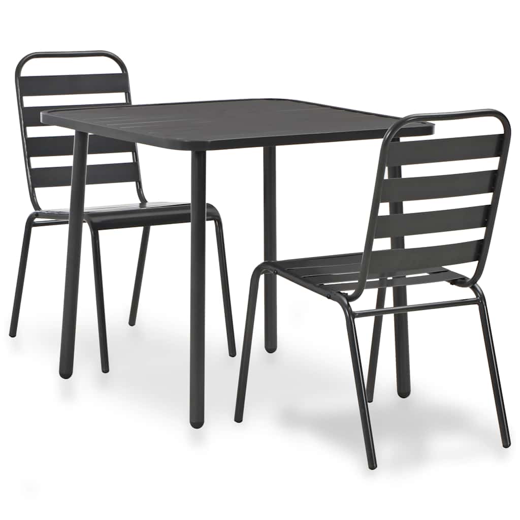 vidaXL 3-delige Bistroset staal donkergrijs
