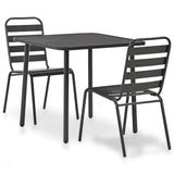 vidaXL 3-delige Bistroset staal donkergrijs