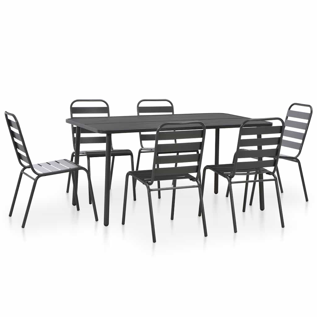vidaXL 3-delige Bistroset staal donkergrijs