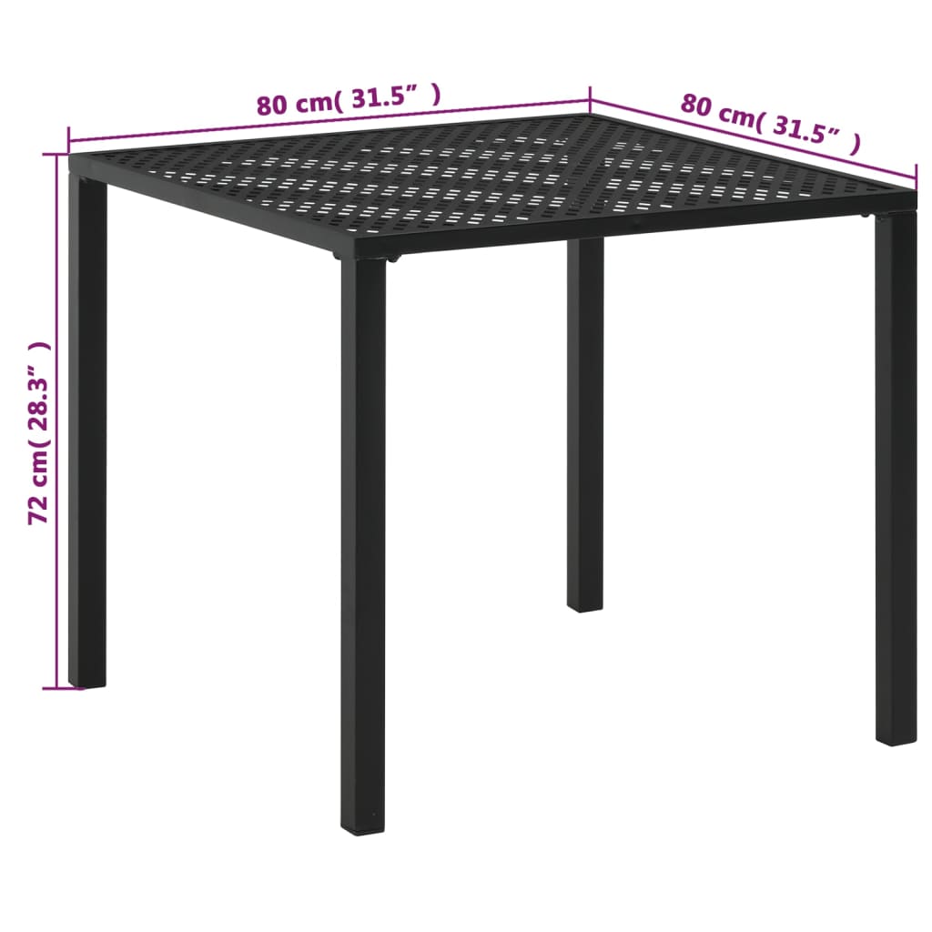 vidaXL Tuintafel 80x80x72 cm staal zwart