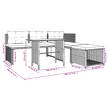vidaXL 4-Piece Garden Lounge Set with Cushions Poly Rattan Grey