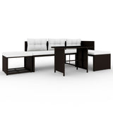 vidaXL 4-Piece Garden Lounge Set with Cushions Poly Rattan Grey
