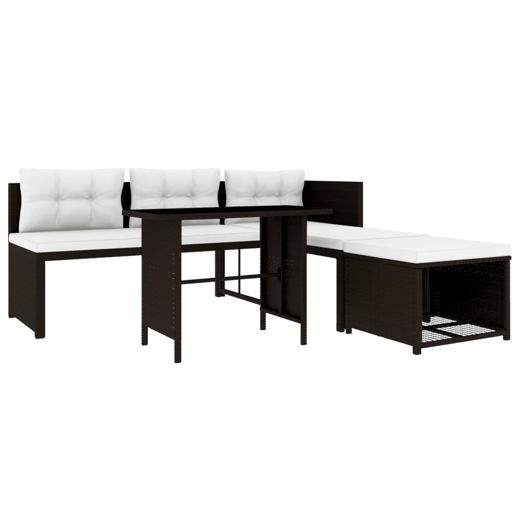 vidaXL 4-Piece Garden Lounge Set with Cushions Poly Rattan Grey