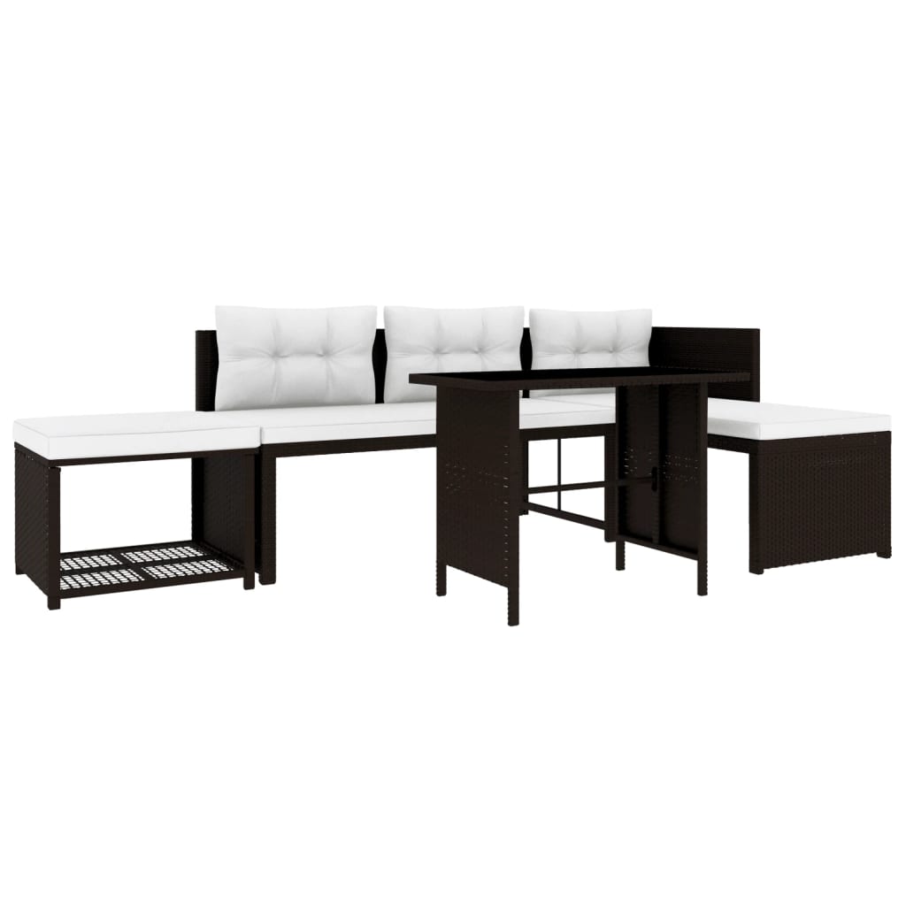 vidaXL 4-Piece Garden Lounge Set with Cushions Poly Rattan Grey