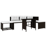 vidaXL 4-Piece Garden Lounge Set with Cushions Poly Rattan Grey