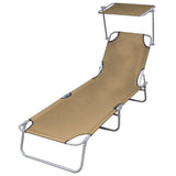 vidaXL Foldable Sun Lounger with Canopy Steel Apple Green