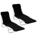 vidaXL Foldable Sun Loungers 2 pcs Steel and Fabric Green
