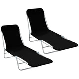 vidaXL Foldable Sun Loungers 2 pcs Steel and Fabric Green