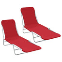 vidaXL Foldable Sun Loungers 2 pcs Steel and Fabric Green