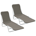 vidaXL Foldable Sun Loungers 2 pcs Steel and Fabric Green