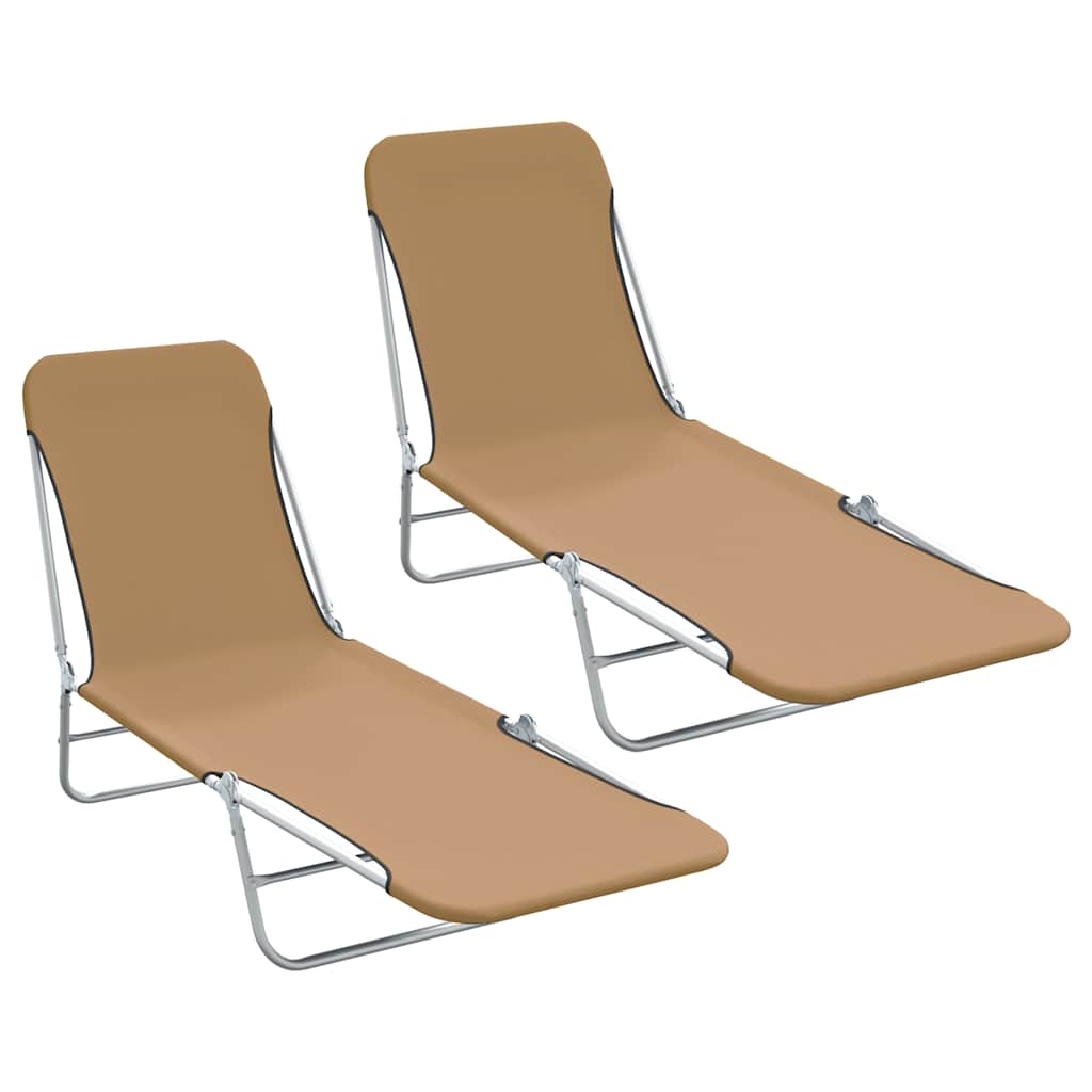 vidaXL Foldable Sun Loungers 2 pcs Steel and Fabric Green