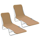 vidaXL Foldable Sun Loungers 2 pcs Steel and Fabric Green