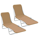vidaXL Foldable Sun Loungers 2 pcs Steel and Fabric Green