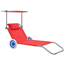 vidaXL Foldable Sun Lounger with Canopy and Wheels Steel Blue
