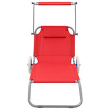 vidaXL Foldable Sun Lounger with Canopy and Wheels Steel Blue