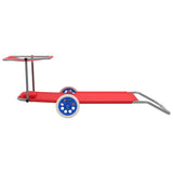 vidaXL Foldable Sun Lounger with Canopy and Wheels Steel Blue