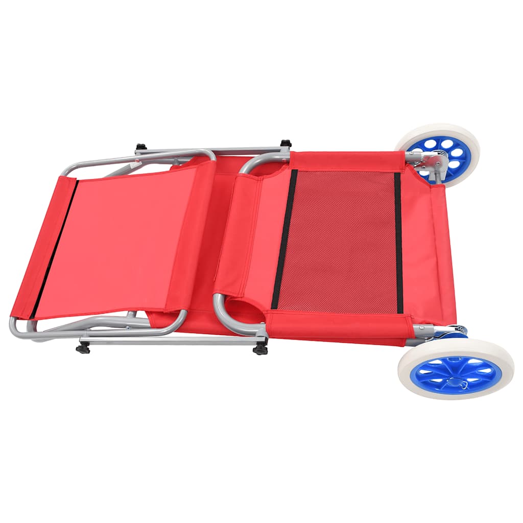 vidaXL Foldable Sun Lounger with Canopy and Wheels Steel Blue