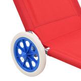 vidaXL Foldable Sun Lounger with Canopy and Wheels Steel Blue