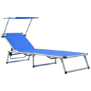 vidaXL Ligbed inklapbaar met dak aluminium en textileen blauw