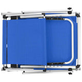 vidaXL Ligbed inklapbaar met dak aluminium en textileen blauw
