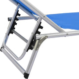 vidaXL Ligbed inklapbaar met dak aluminium en textileen blauw