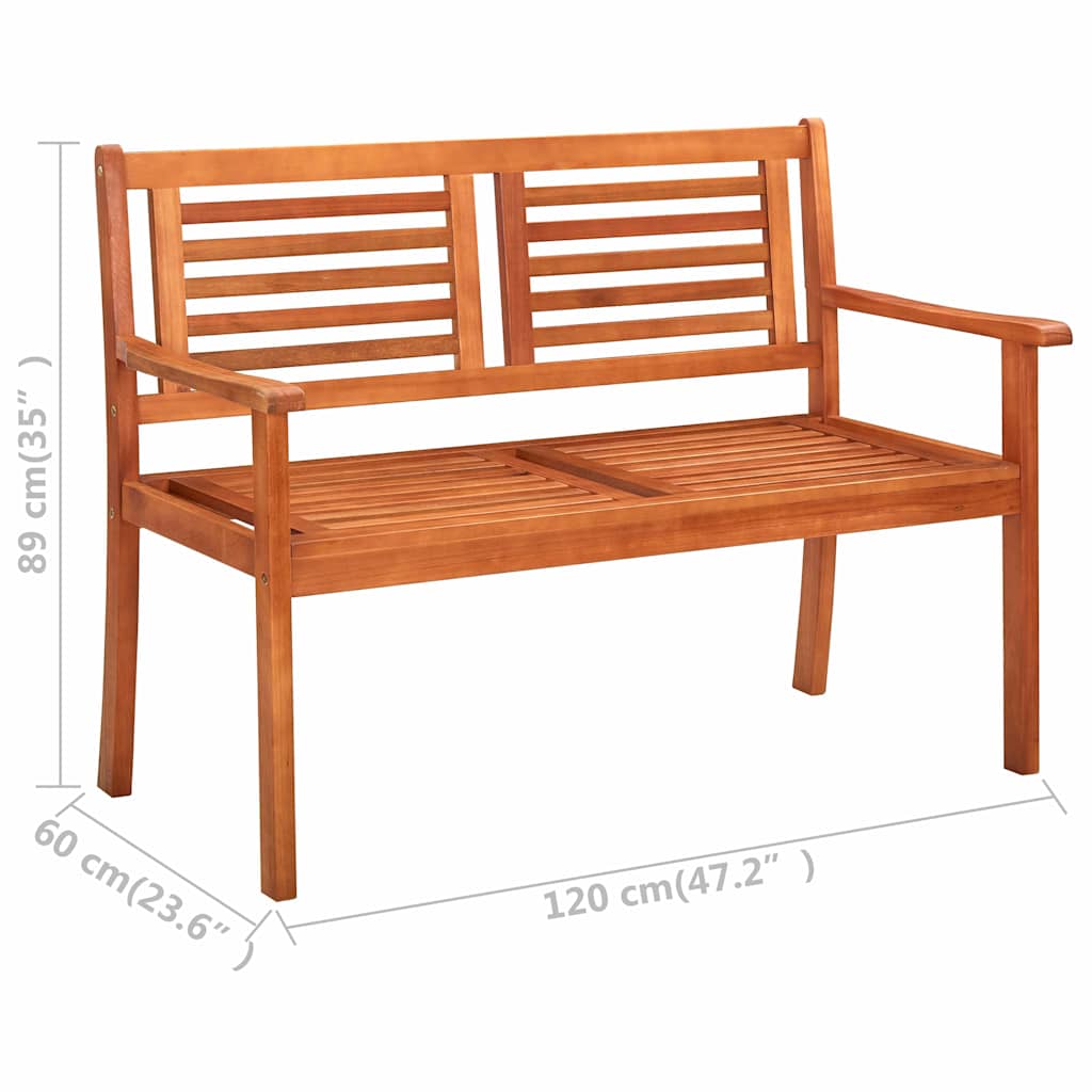 vidaXL Two-Seater Garden Bench 120 cm Solid Eucalyptus Wood