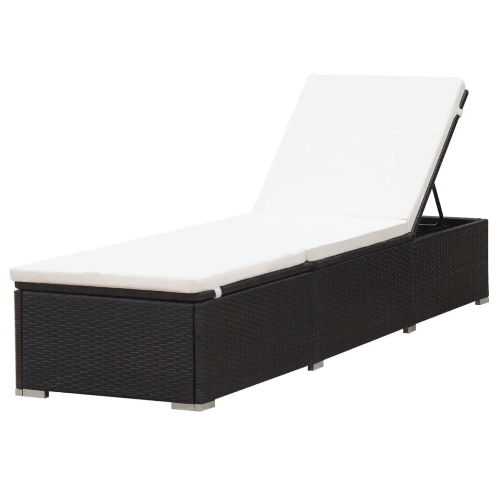 vidaXL Ligbed met kussen poly rattan bruin