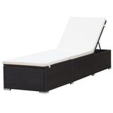 vidaXL Ligbed met kussen poly rattan bruin
