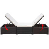 vidaXL Ligbed met kussen poly rattan bruin