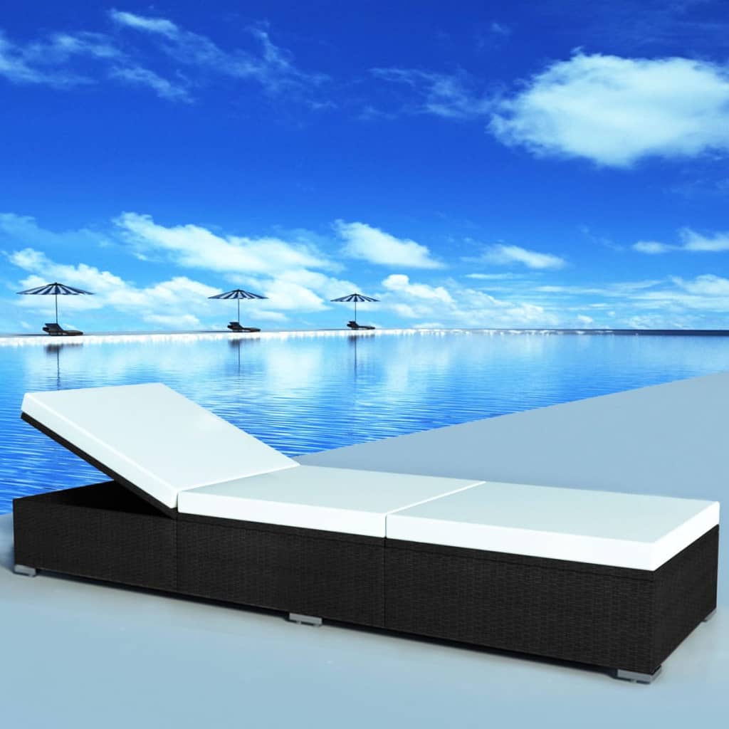 vidaXL Ligbed met kussen poly rattan bruin