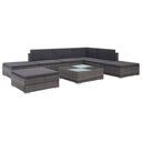 vidaXL 8-Piece Poly Rattan Lounge Set with Cushions Brown