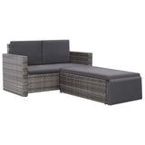 vidaXL 2-delige Loungeset met kussens poly rattan bruin