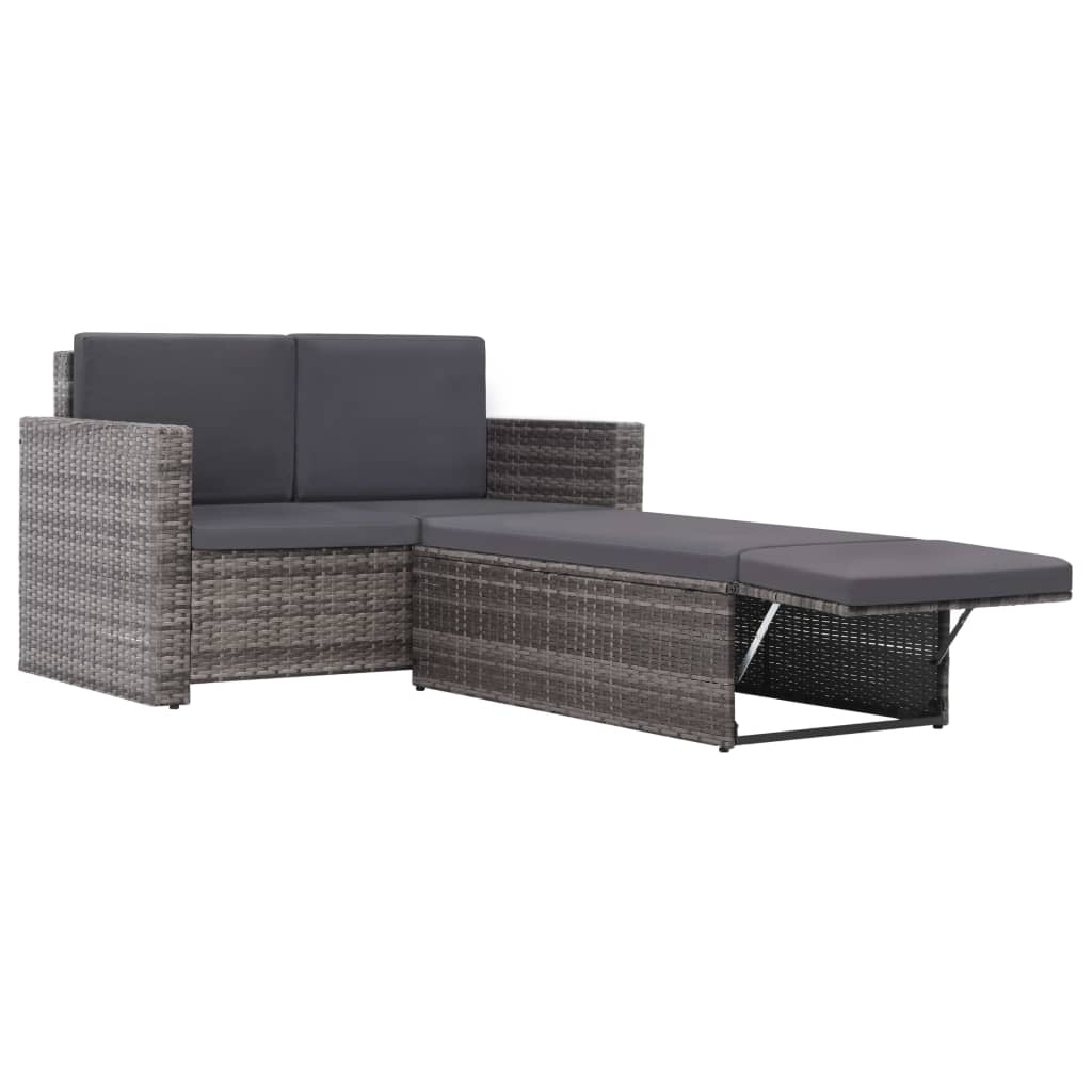 vidaXL 2-delige Loungeset met kussens poly rattan bruin